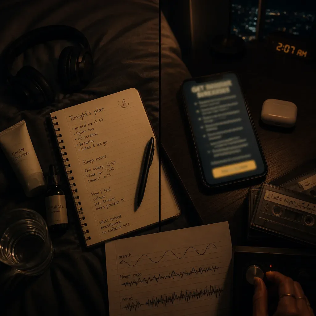 Notebook contrasting habits with beauty audio claims