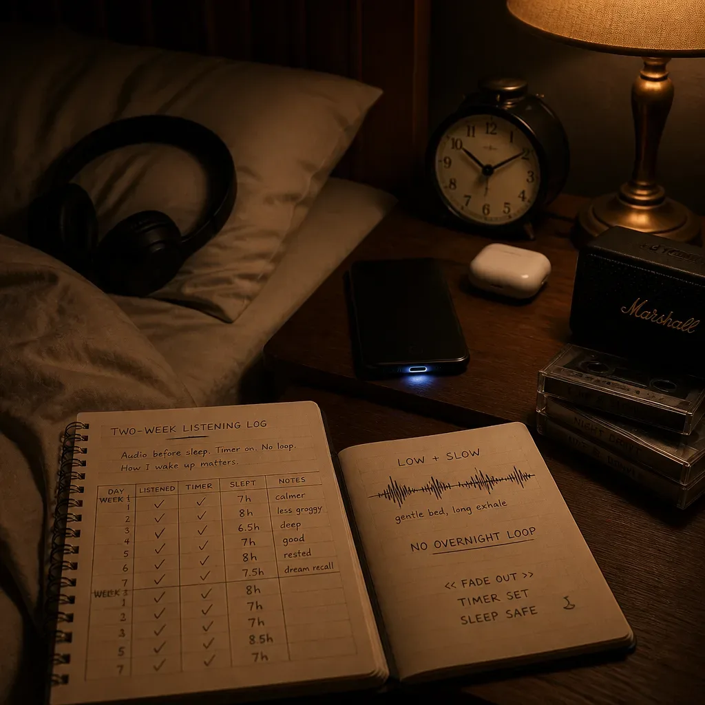 Bedside timer setup for pre-sleep subliminals