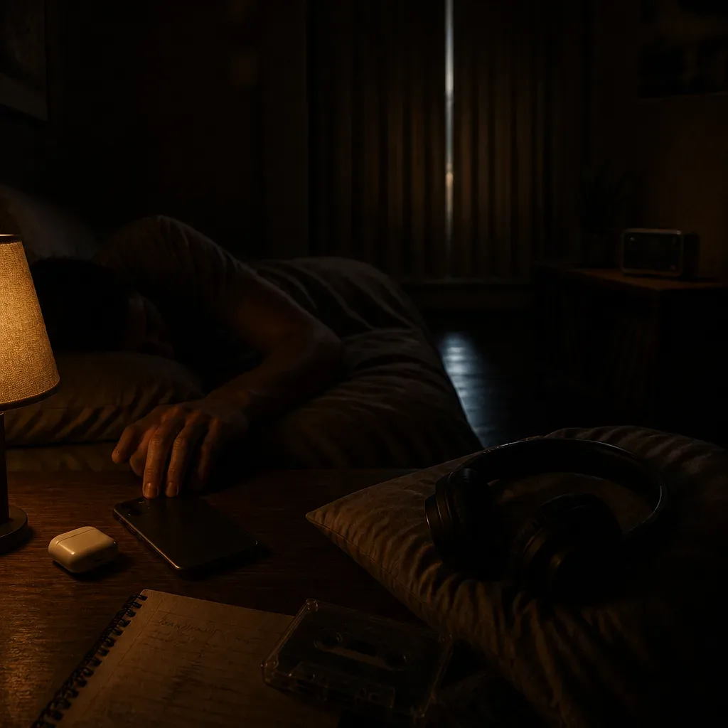 Soft bedside audio playing away from the pillow