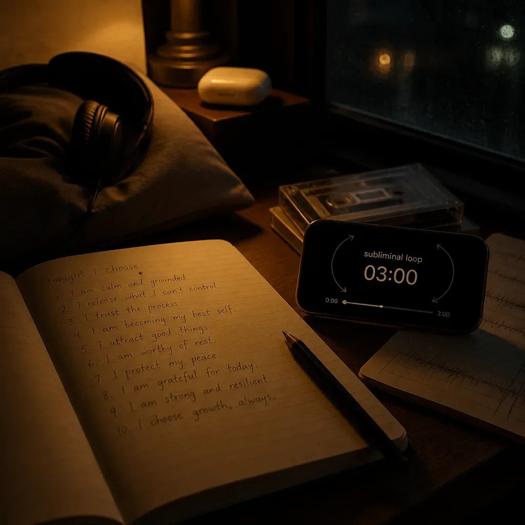 Notebook and phone showing a looping three-minute track