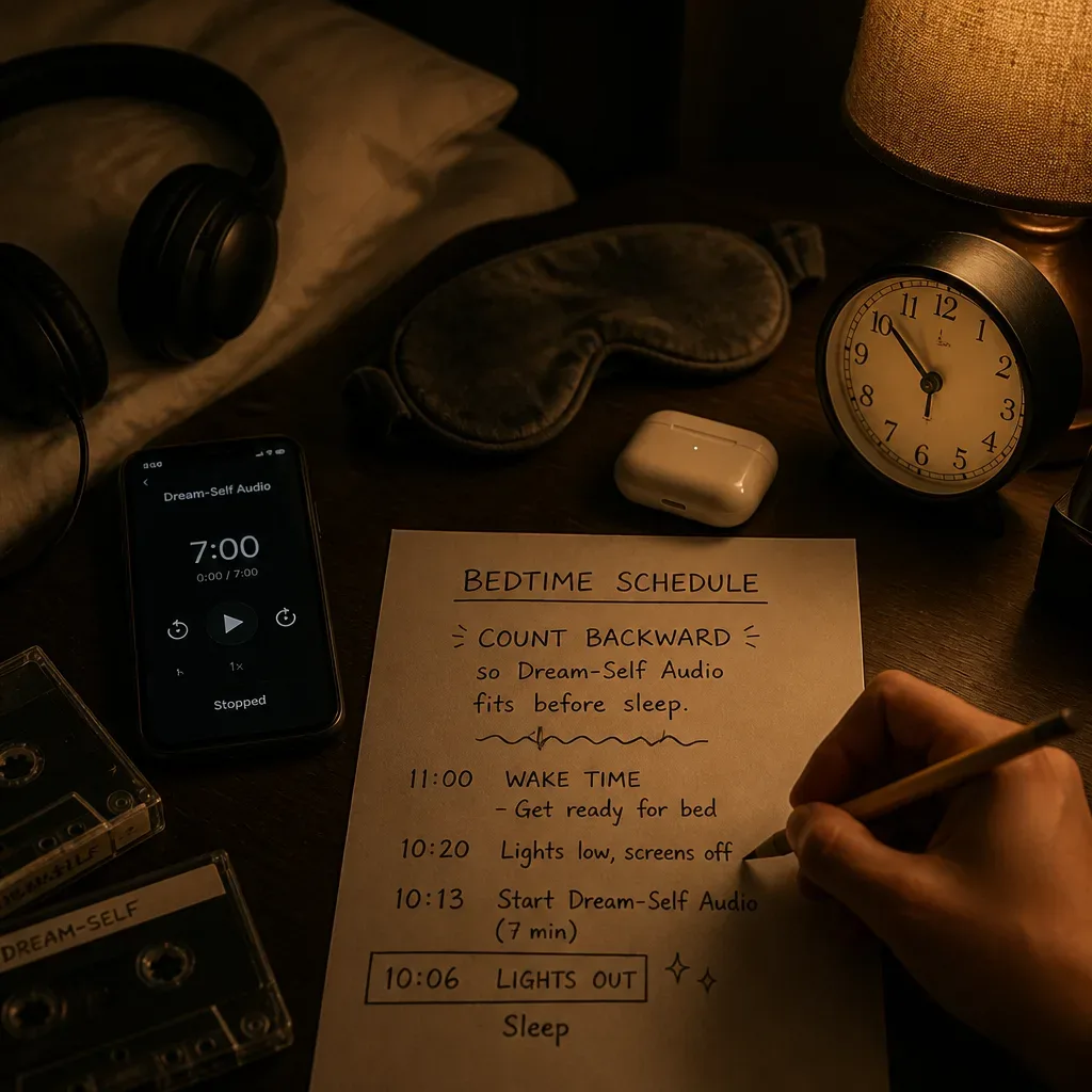 Bedtime schedule beside a short audio timer