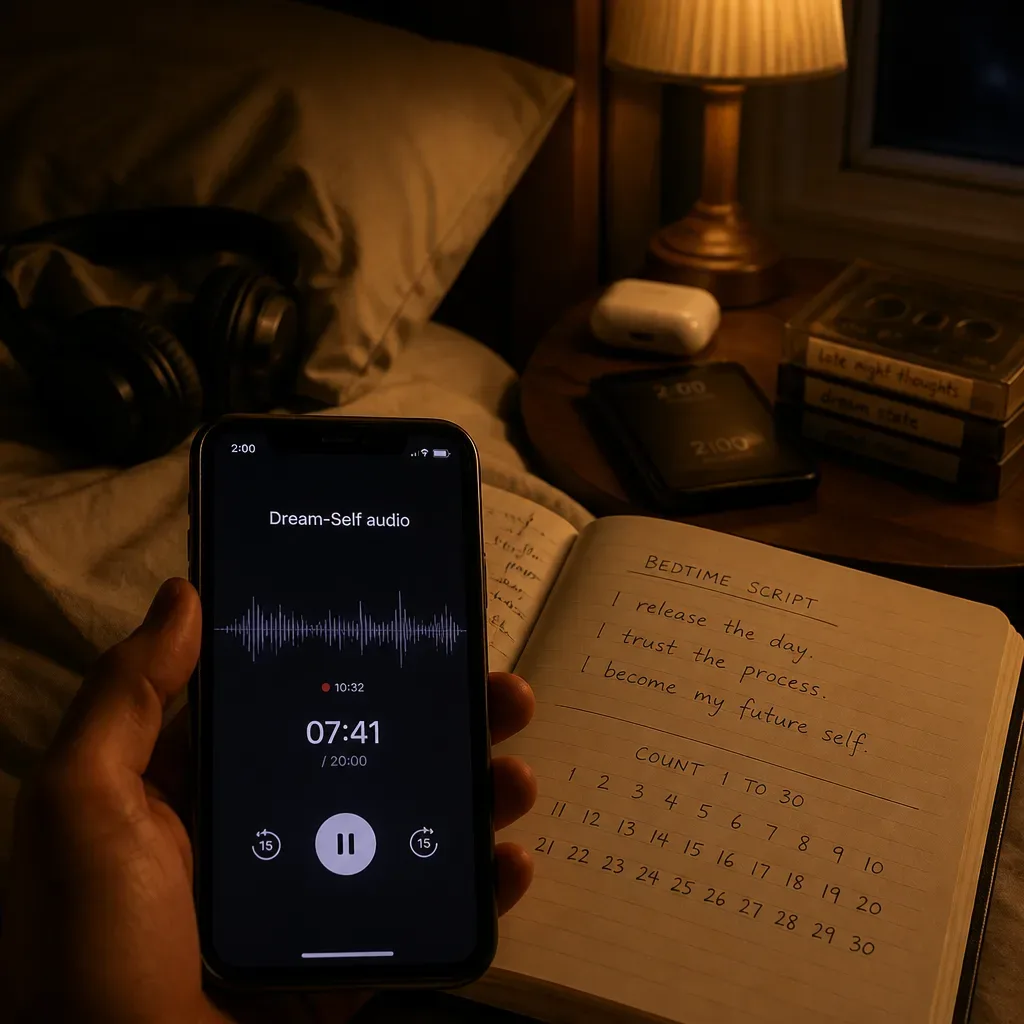 Telefon nagrywający krótkie audio Dream-Self przed snem