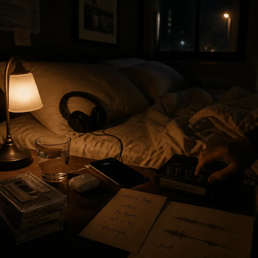 Short bedtime audio routine on a nightstand