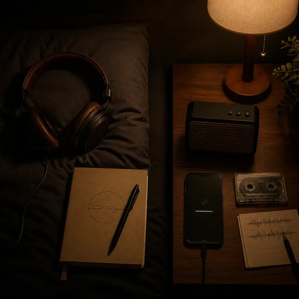 Herramientas de audio junto a la cama para la práctica nocturna