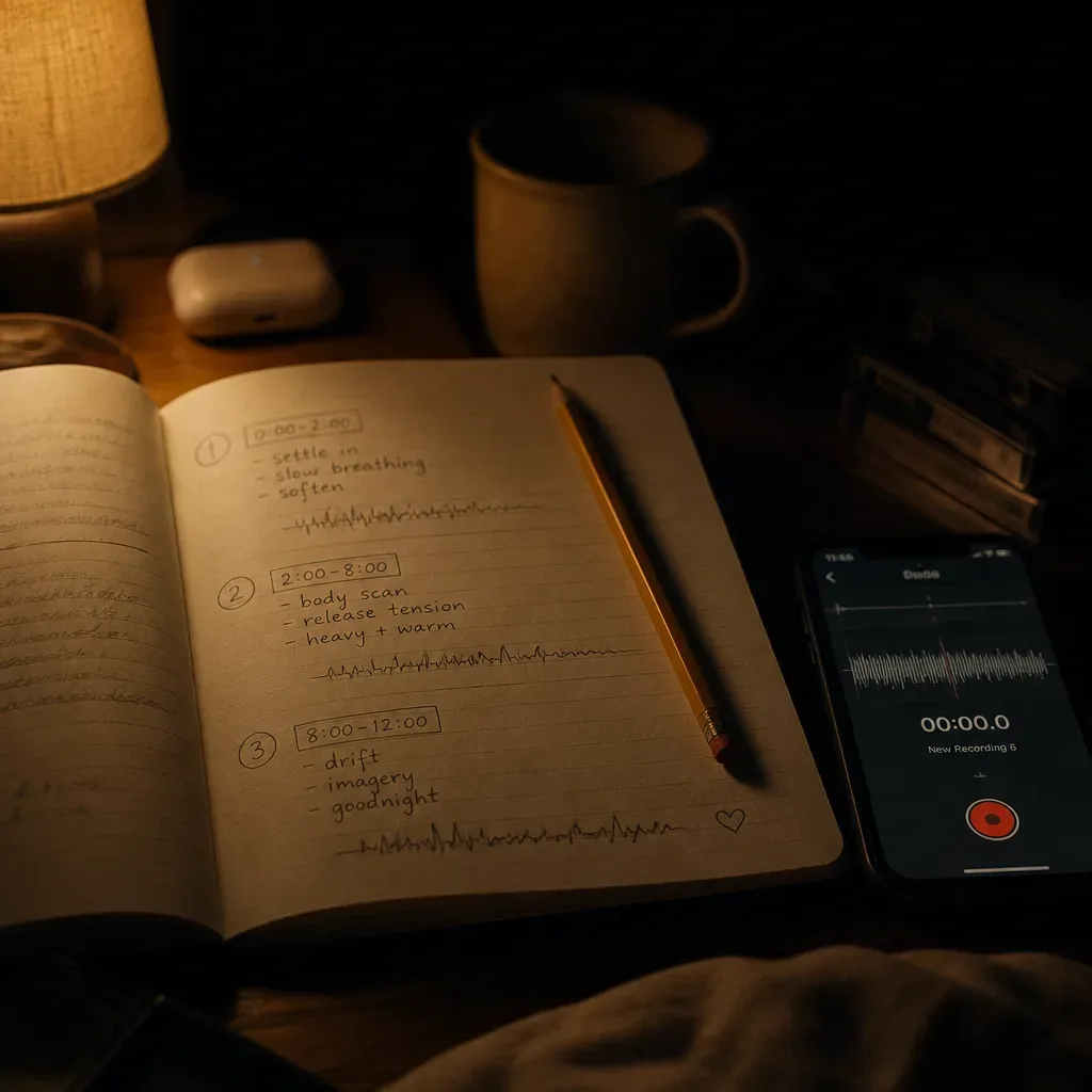 Notebook script for a three minute bedtime cue