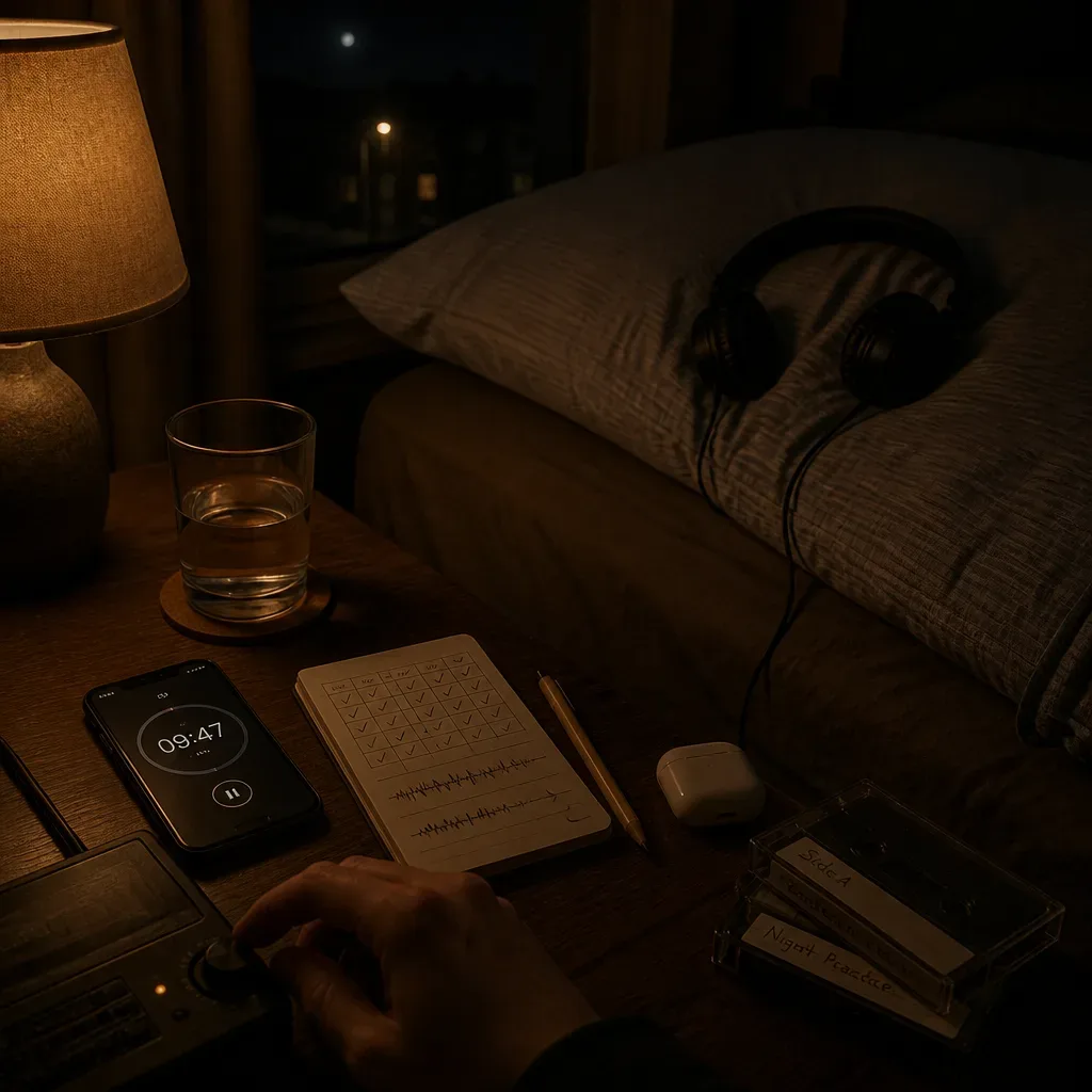 Phone timer beside a simple sleep log