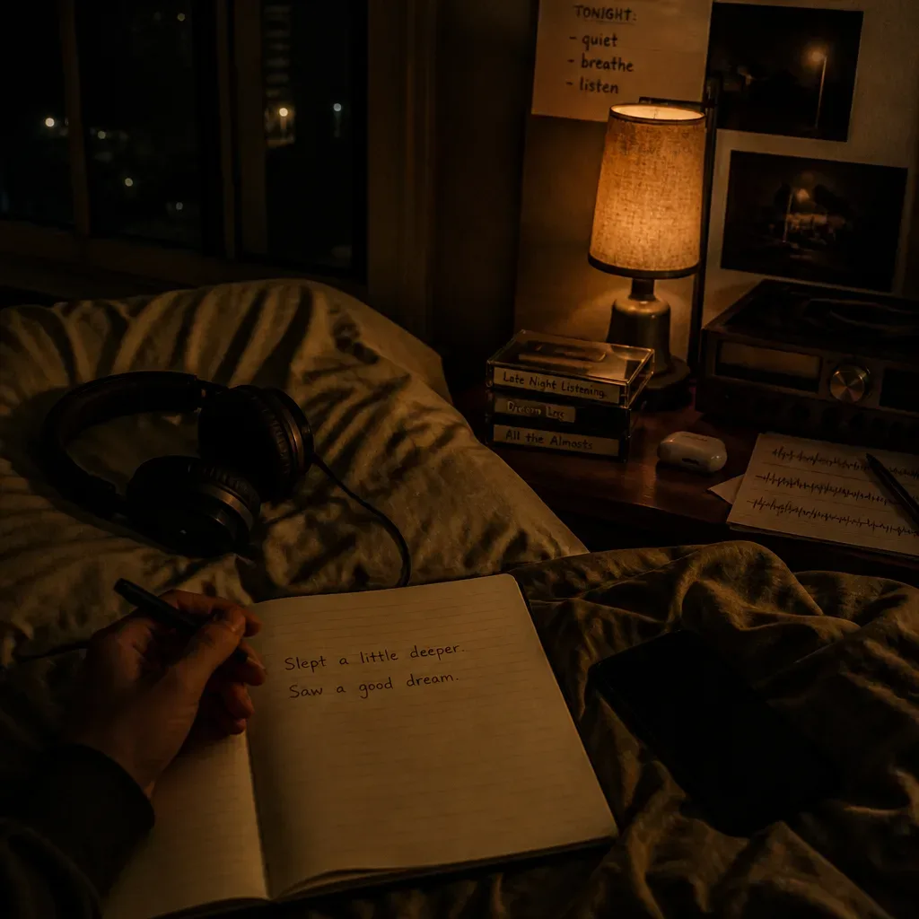 Morning notebook with brief dream and sleep notes